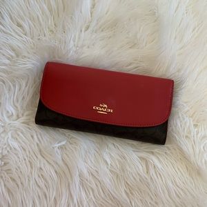 Coach red and monogram wallet